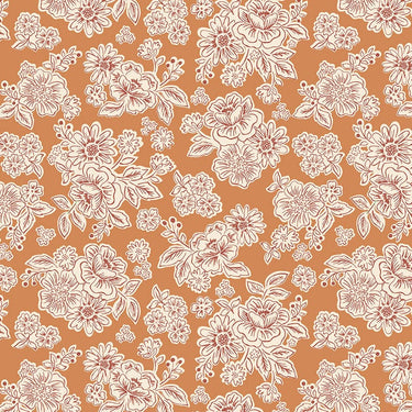 Lewis And Irene Hannahs Flowers Fabric Flower Blooms On Terracotta A618-3