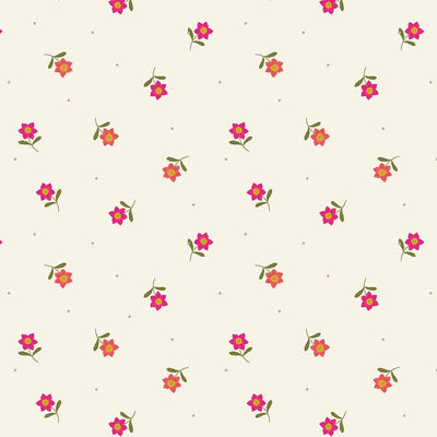 Lewis And Irene Hibiscus Hummingbird Fabric Little Flower Dot On Cream A594-1