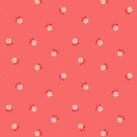 Lewis And Irene Hibiscus Hummingbird Fabric Little Flower Dot On Dark Coral A594-2