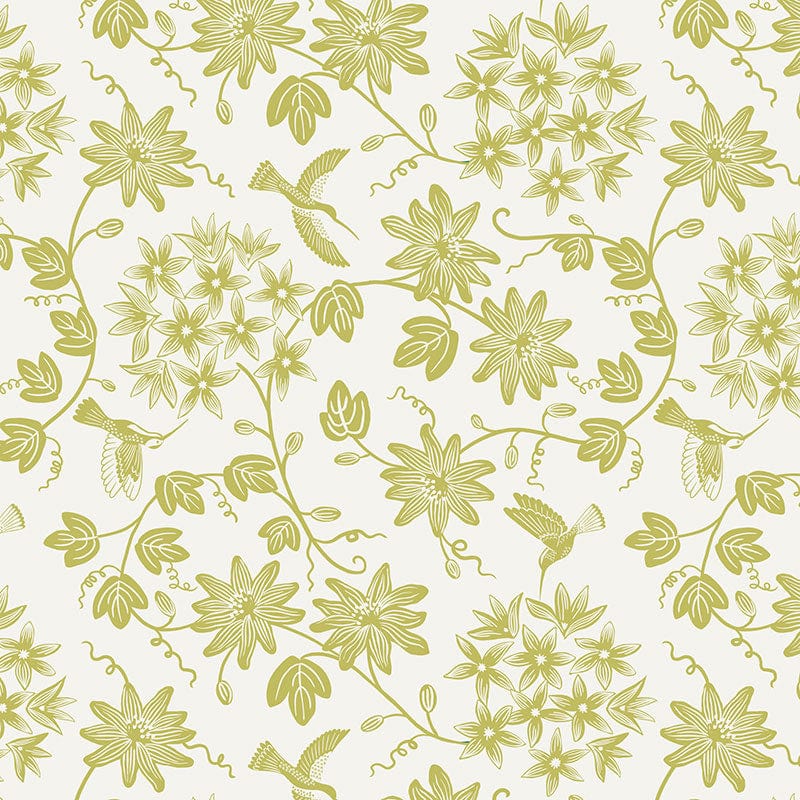 Lewis And Irene Hibiscus Hummingbird Fabric Mono On Cream A595-1