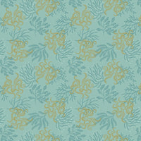 Lewis And Irene Moontide Fabric Gold Metallic Octopus On Eau De Nil A621-1