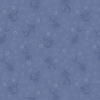 Lewis And Irene Moontide Fabric Mid Blue Mermaids With Silver Metallic Bubbles A622-3