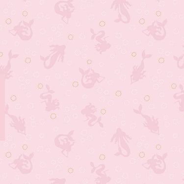 Lewis And Irene Moontide Fabric Pink Mermaids With Gold Metallic Bubbles A622-1