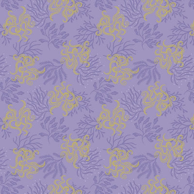 Lewis And Irene Moontide Fabric Silver Metallic Octopus On Lilac A621-2