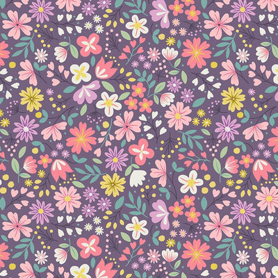 Lewis And Irene Spring Treats Fabric Spring Floral On Dark Violet A592-3