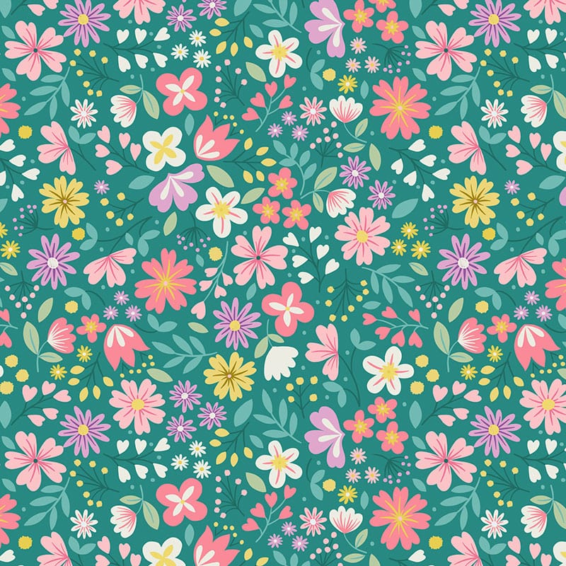 Lewis And Irene Spring Treats Fabric Spring Floral On Green A592-2
