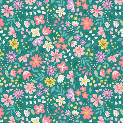 Lewis And Irene Spring Treats Fabric Spring Floral On Green A592-2