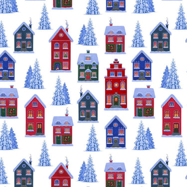 Lewis And Irene Tomtens Village Fabric Tomtens Village On White CE19-1