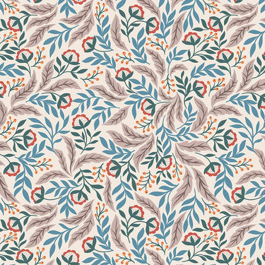 Lewis And Irene Wintertide Floral With Copper Metallic On Cream A585-1