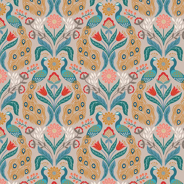 Lewis And Irene Wintertide Peacock On Linen Copper Metallic A582-2