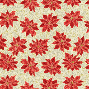 Lewis And Irene Yuletide Poinsettia On Red Gold Metallic C102.1 Main Image