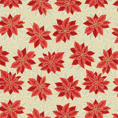 Lewis And Irene Yuletide Poinsettia On Red Gold Metallic C102.1