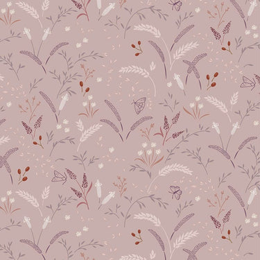 Lewis And Irene Meadowside Fabric Grassfield Gathering On Light Deep Purple Taupe Cc8.2