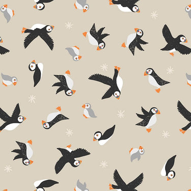 Lewis And Irene Puffin Bay Puffins On Dark Cream A688.1