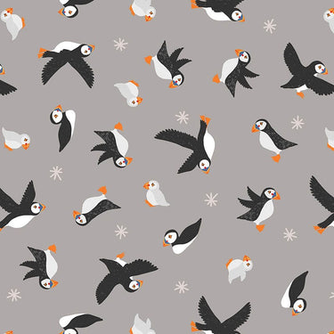 Lewis And Irene Puffin Bay Puffins On Warm Grey A688.3