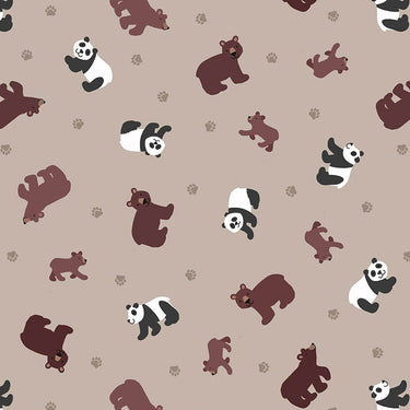 Lewis And Irene Small Things Wild Animals Fabric Pandas And Bears On Light Brown Sm54.3