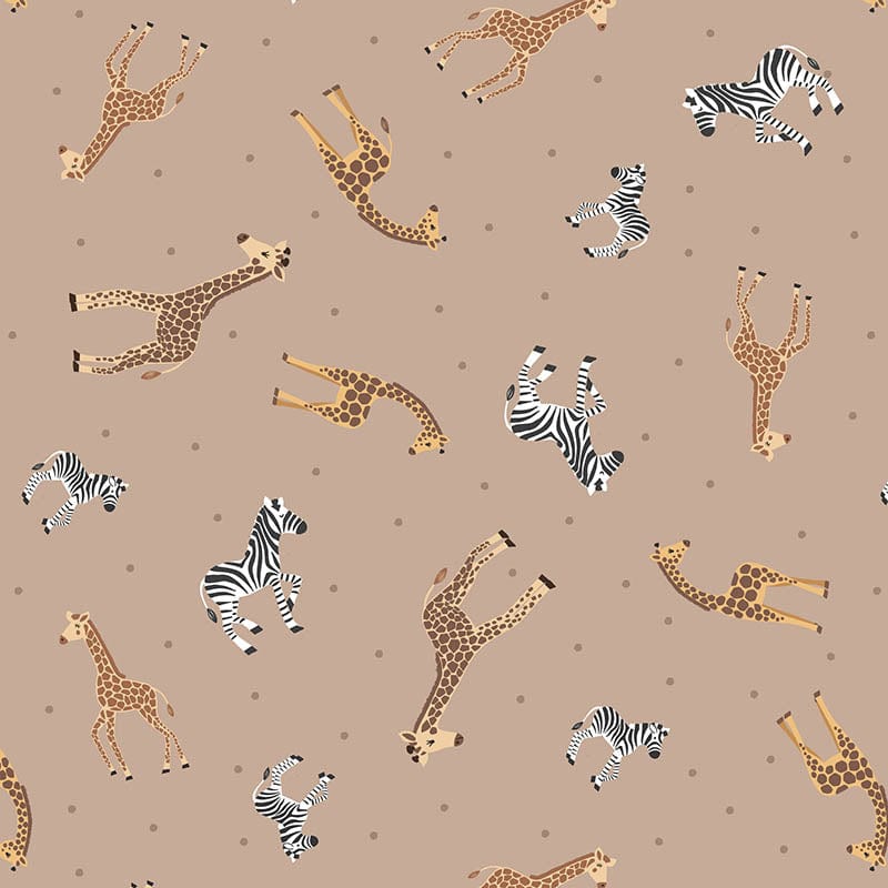 Lewis And Irene Small Things Wild Animals Fabric Giraffes And Zebras On Biscuit Sm57.2