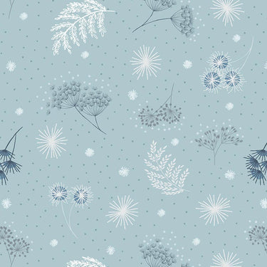 Lewis And Irene Secret Winter Garden Fabric Frosted Garden On Mist Blue With Pearl Elements A659.2