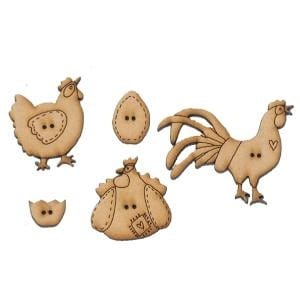 Lynette Anderson Buttons Lynette Anderson Designs Barnyard Hens Button Pack  - The Sewing Studio for sale UK - The Sewing Studio