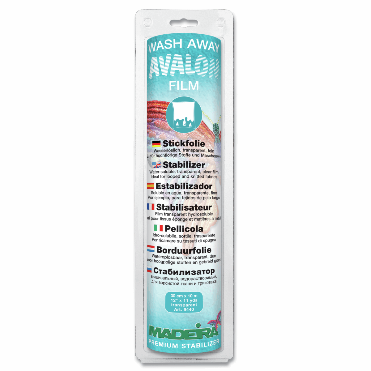 Madeira Embroidery Backing And Stabiliser Madeira Avalon Wash Away Film Embroidery Stabiliser 30cm x 10m  - The Sewing Studio