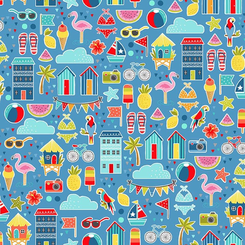 Makower Fabric Makower Fabric Pool Party 2438 B Montage  - The Sewing Studio