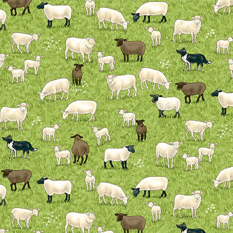 Makower Fabric Makower Village Life Fabric Sheep  - The Sewing Studio