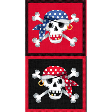 Makower Fabric Panels & Labels Makower Pirates Skull & Crossbones Fabric Panel 24x44 Inch  - The Sewing Studio for sale UK - The Sewing Studio