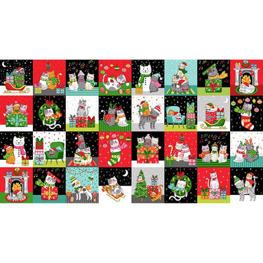 Makower Fabric Panels & Labels Makower Santa Paws Blocks Fabric Panel 24X44 Inch  - The Sewing Studio for sale UK - The Sewing Studio