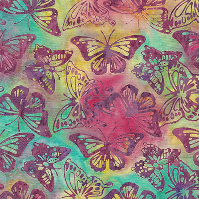 Makower Fabric Island Batiks 6 1100 Butterfly Blooms