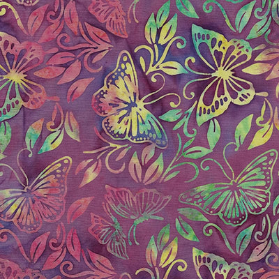Makower Fabric Island Batiks 6 1106 Butterfly Blooms