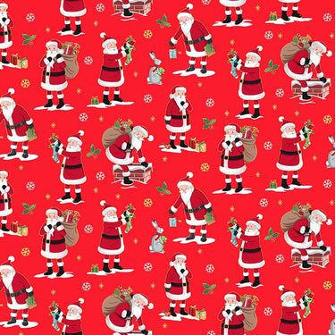 Makower Merry Christmas Santa On Red Fabric 2480/R