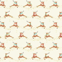 Makower Merry Christmas Flying Deer Cream Fabric 2482/Q