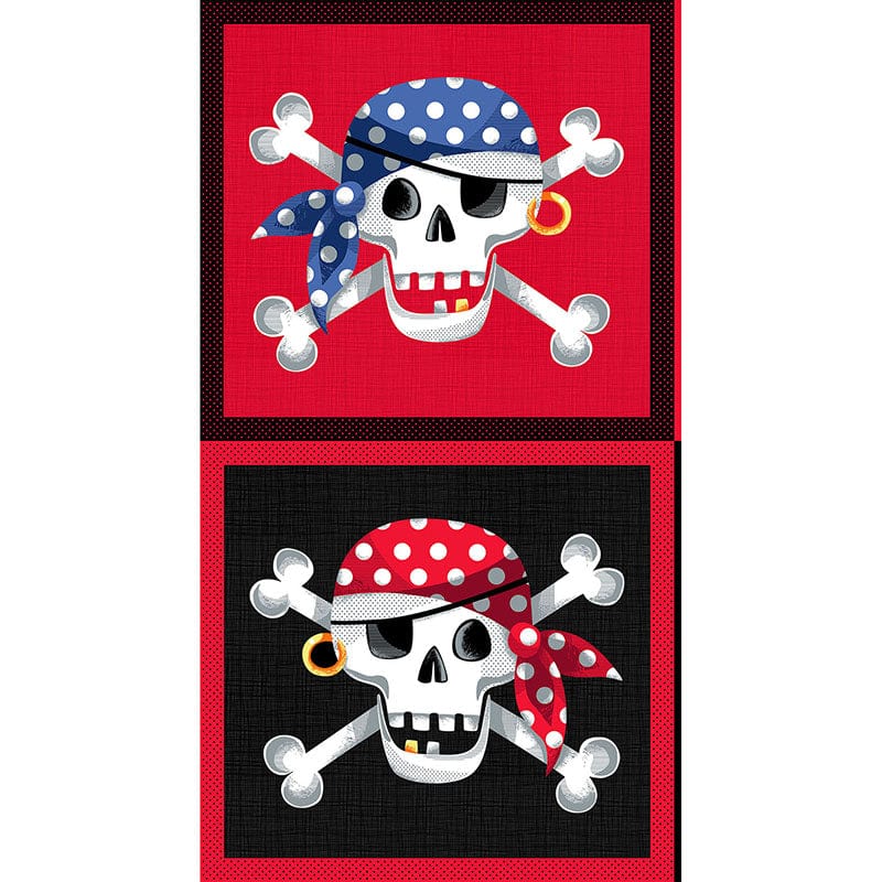 Makower Pirates Skull & Crossbones Fabric Panel 24x44 Inch