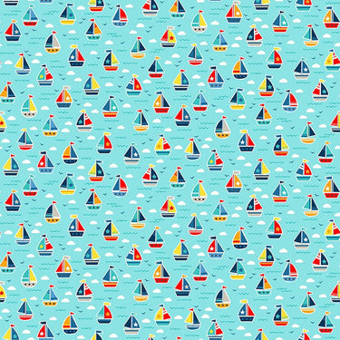 Makower Fabric Pool Party 2439 T Boats