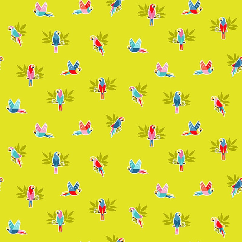 Makower Fabric Pool Party 2443 G Parrots