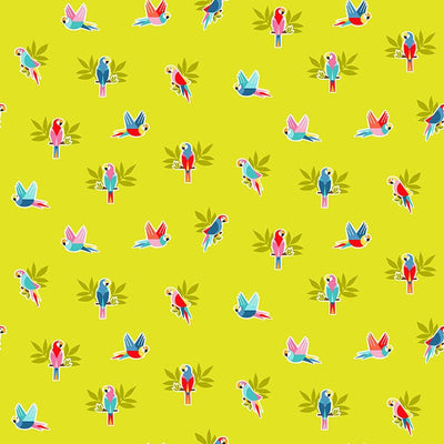 Makower Fabric Pool Party 2443 G Parrots