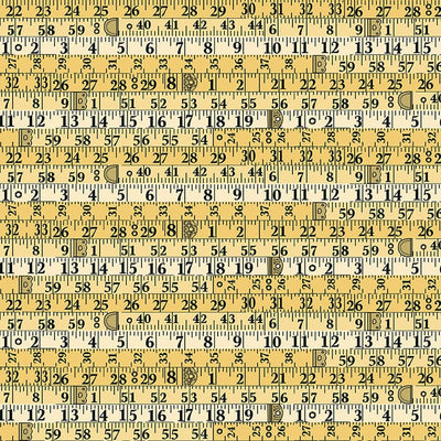 Makower Sewing Room Tape Yellow Fabric 2507/Y