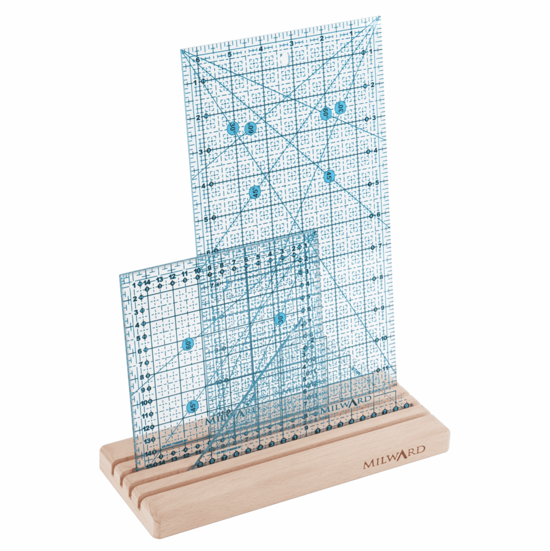Milward Rulers Stencils Templates Ruler Rack: Small - 4 Slots: Beech Wood  - The Sewing Studio