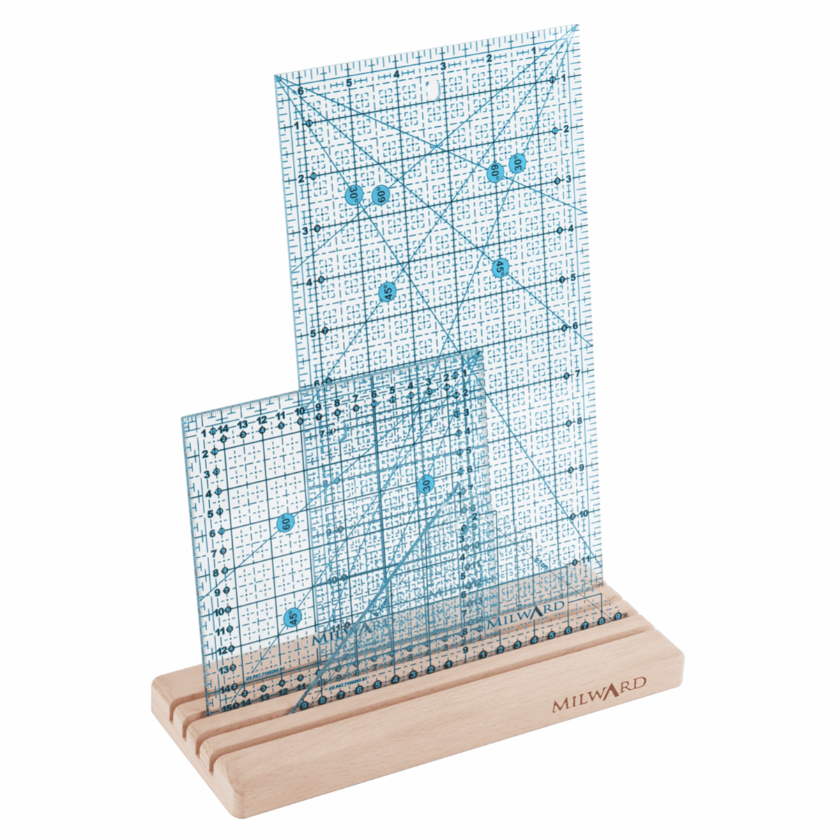 Milward Rulers Stencils Templates Ruler Rack: Small - 4 Slots: Beech Wood  - The Sewing Studio