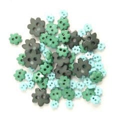 Mini Flower Craft Buttons: Green: 2.5g pack