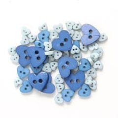 Mini Hearts Craft Buttons Blue: 2.5g pack