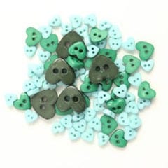 Mini Hearts Craft Buttons Green: 2.5g pack