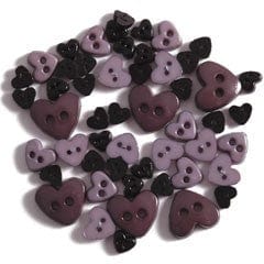Mini Hearts Craft Buttons Black: 2.5g pack