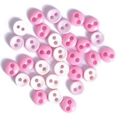 Mini Round Craft Buttons Pink: 2g pack