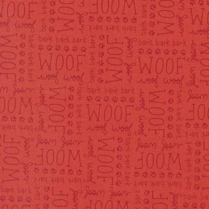 Moda Dog Daze Woof Text Red 20843-17 Main Image