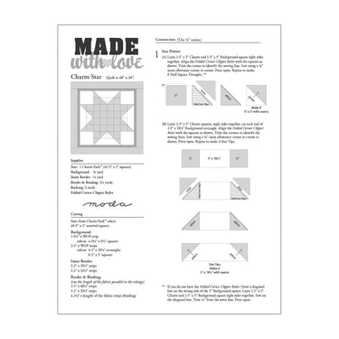Moda Download Free Pattern: Charm Star  - The Sewing Studio for sale UK - The Sewing Studio