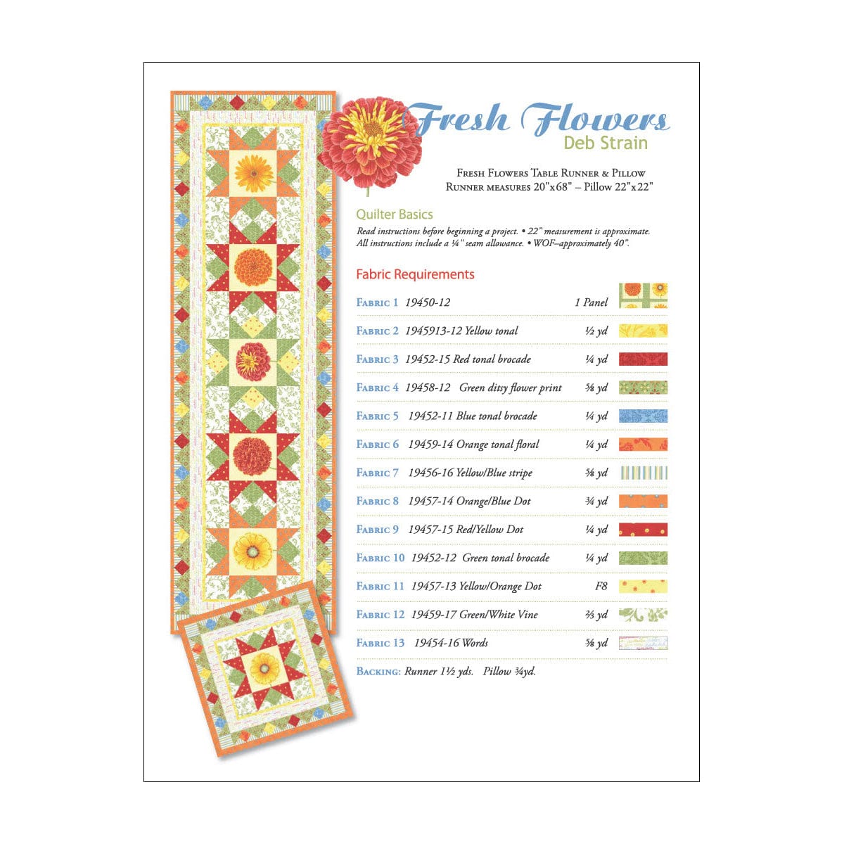 Moda Download Free Pattern: Fresh Flowers Table Runner  - The Sewing Studio