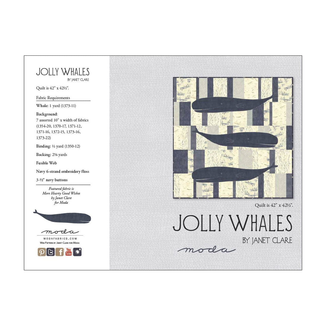 Moda Download Free Pattern: Jolly Whales Quilt  - The Sewing Studio