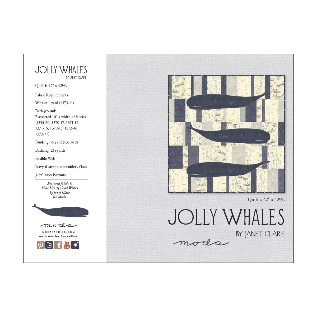 Moda Download Free Pattern: Jolly Whales Quilt  - The Sewing Studio