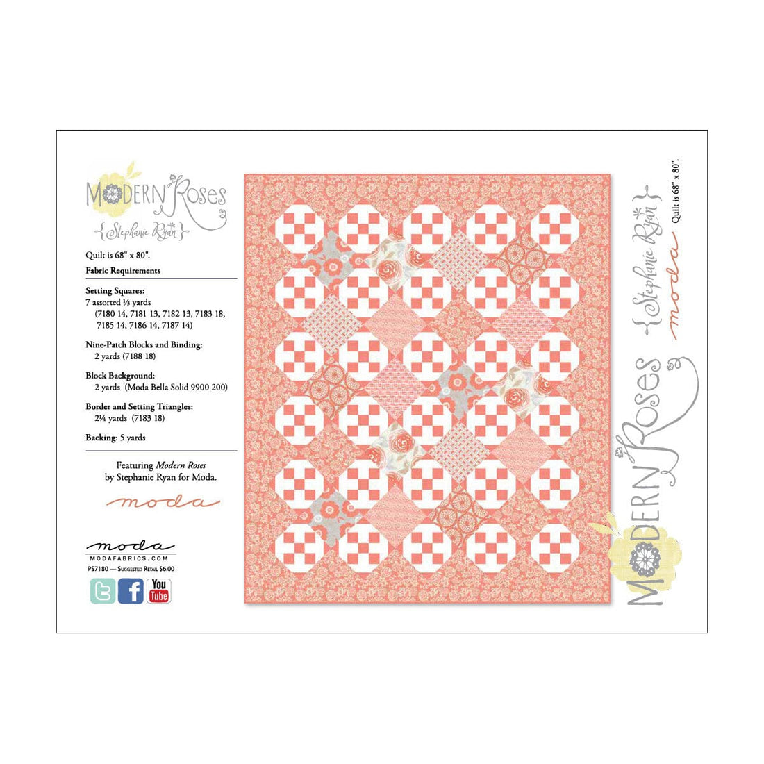 Moda Download Free Pattern: Modern Rose Quilt  - The Sewing Studio